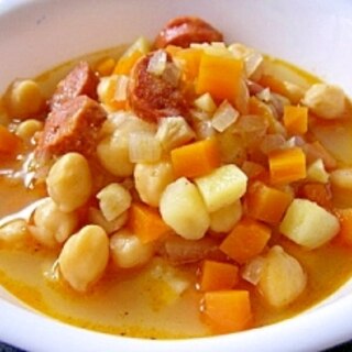 ひよこ豆とチョリソのスープ煮